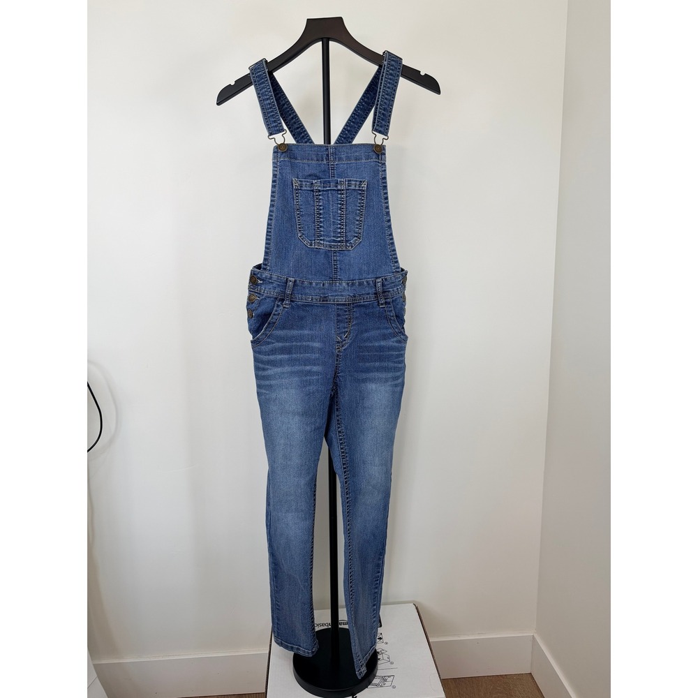 WallFlower Blue Denim Overalls Slim Straight Leg Bib Jumpsuit Size S WFN09429M